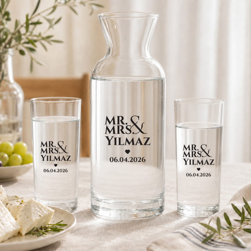 Birlikte Bir Ömür Yıl Dönümü Hediyesi 2'li Rakı Kadehi ve Karaf Seti