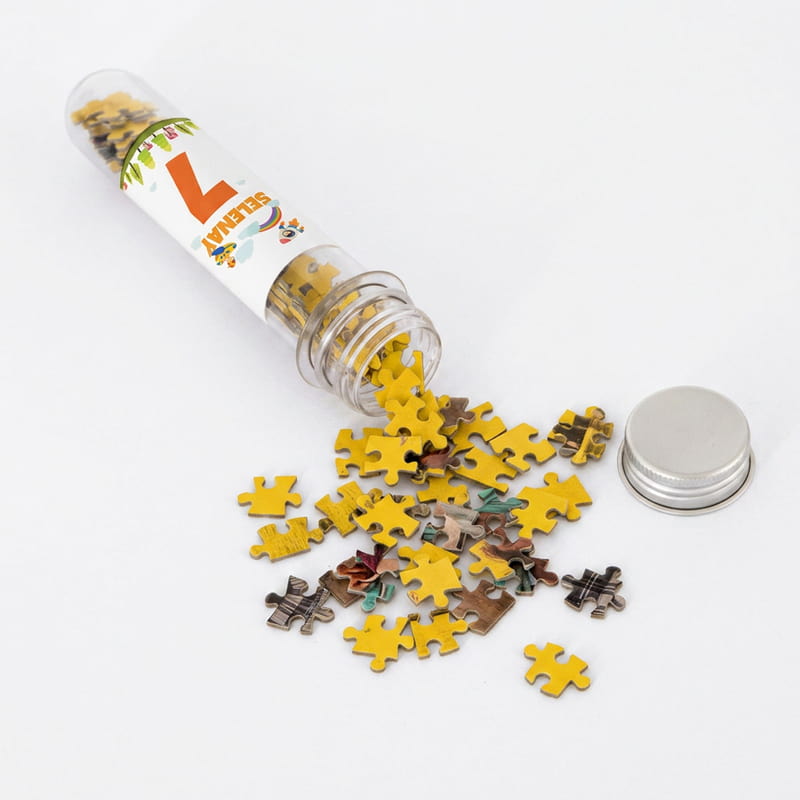 Çocuklara Hediye Fotoğraf Baskılı Kapsül Şişeli Mini Puzzle