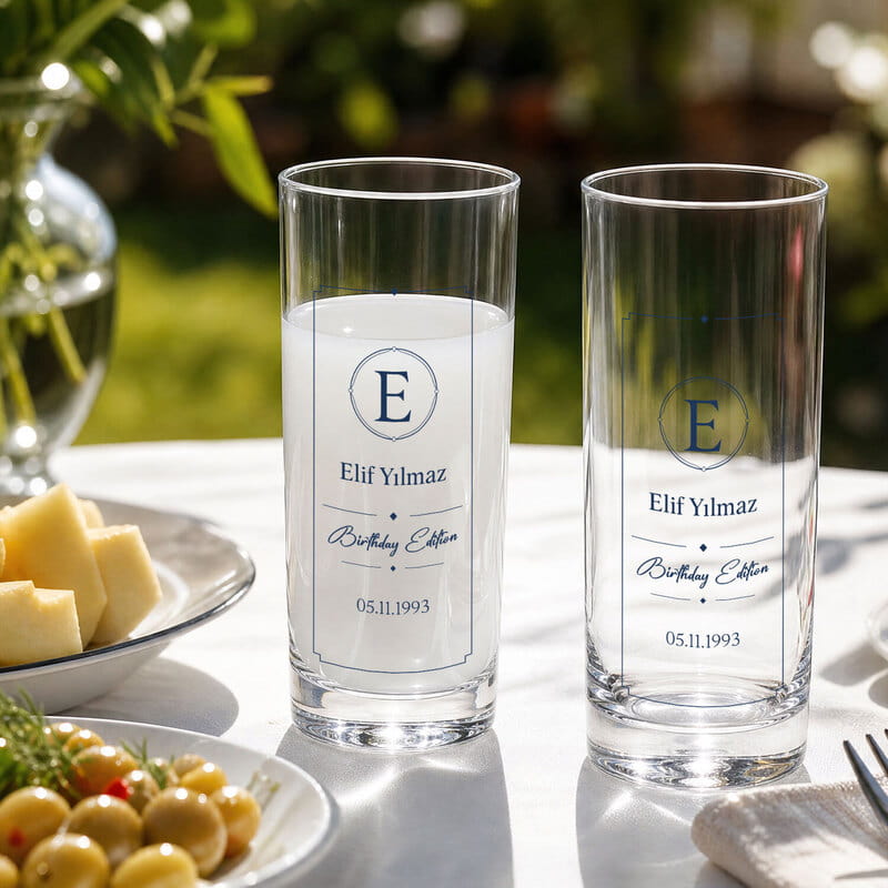 Doğum Günü Serisi Kişiye Özel 2'li Rakı Kadehi