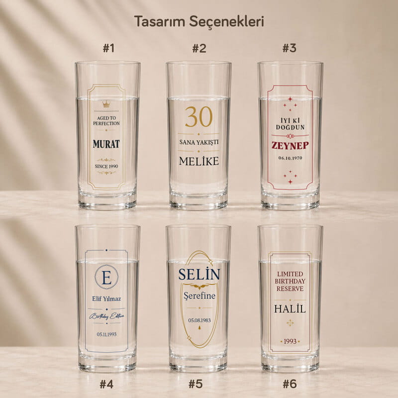 Doğum Günü Serisi Kişiye Özel 2'li Rakı Kadehi