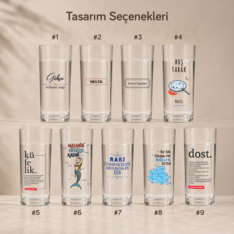 Dost Muhabbet Masası 4'lü Rakı Kadehi ve Karaf Seti