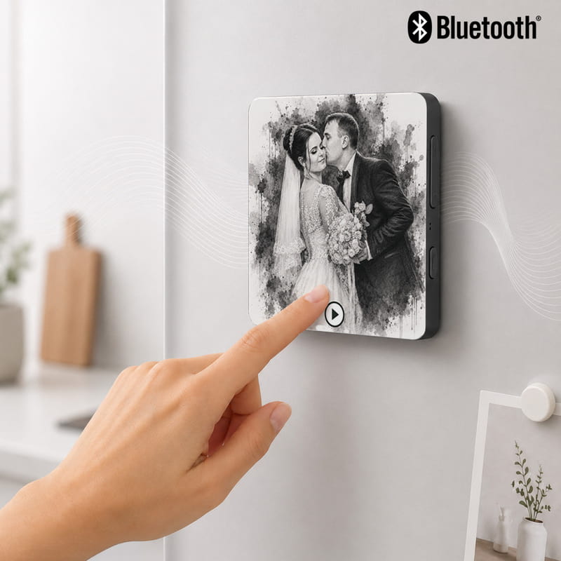 Düğün Fotoğraflı Ses Kayıt & Müzik Çalar Özellikli Sihirli Magnet