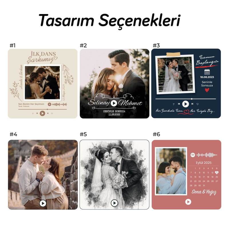 Düğün Fotoğraflı Ses Kayıt & Müzik Çalar Özellikli Sihirli Magnet