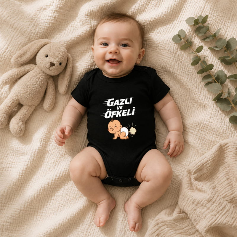 Esprili 3’lü Siyah Bebek Body Seti - Tek Beden 3-6 Ay