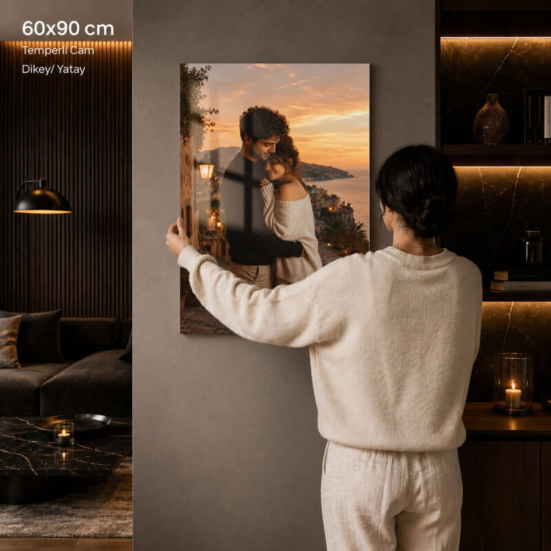 Fotoğraf Baskılı Efektli Cam Duvar Tablosu - 60x90 cm