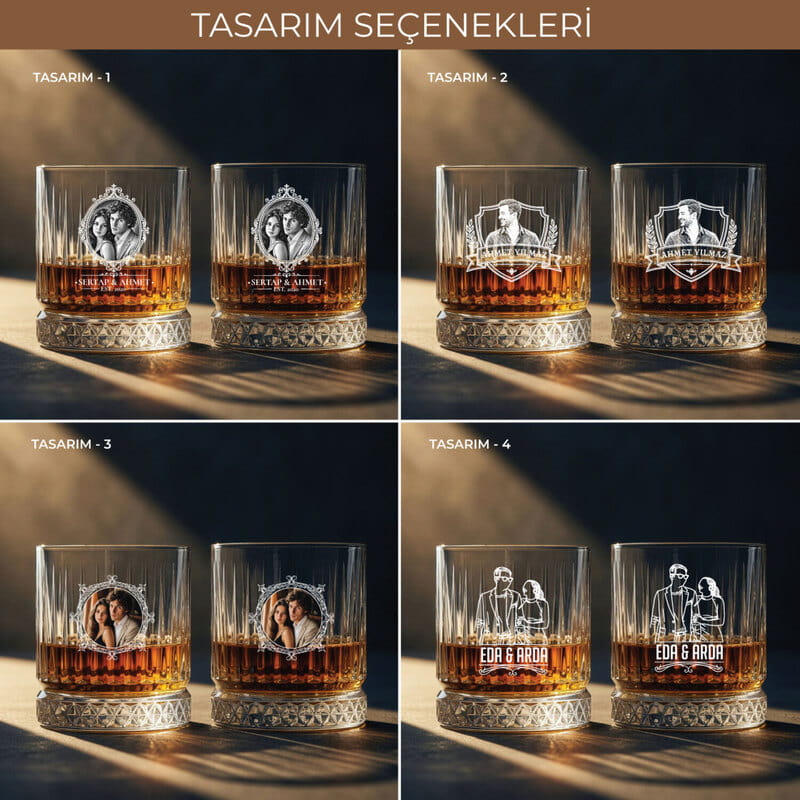 Fotoğraf Özelleştirmeli 2'li Viski Bardağı