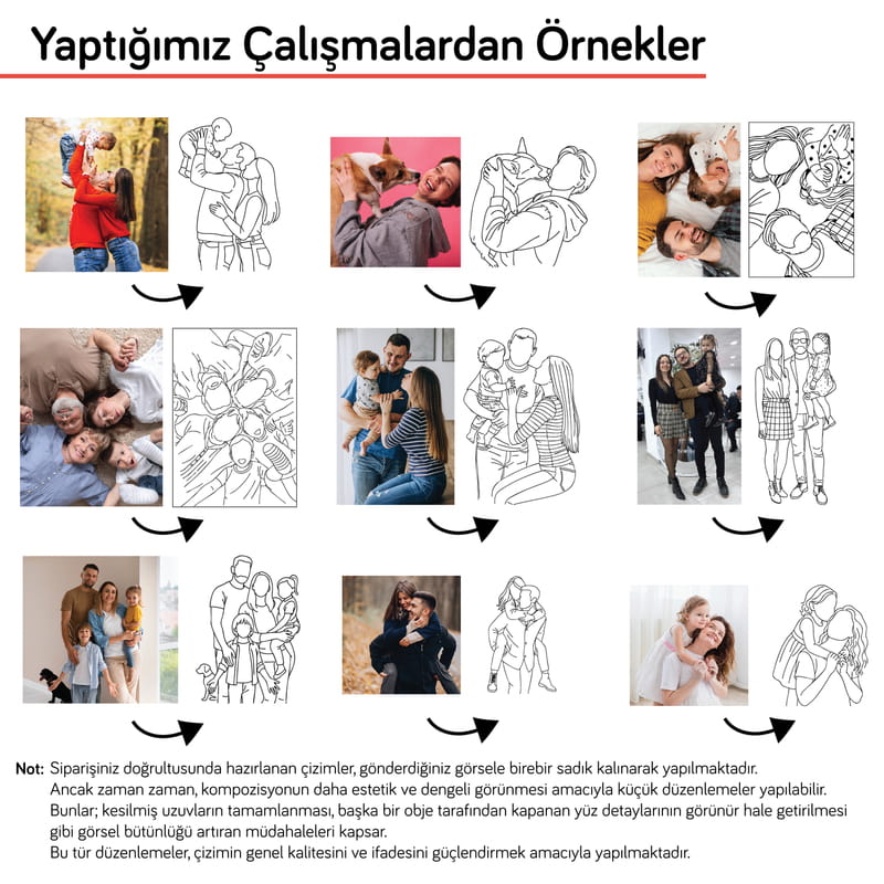 Fotoğraflı Line Art Baba Çocuk Tişört Kombini