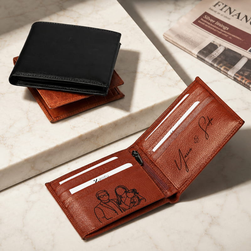 İç Kapak Fotoğraf Baskılı Kişiye Özel Deri Cüzdan – İsim ve Mesaj Tasarım Seçenekli