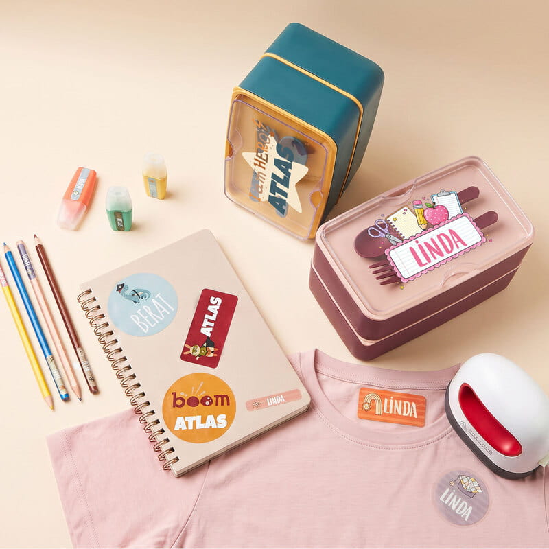 İlkokul Özel İsimli Beslenme Kabı - Sticker ve Kumaş Baskı Etiketi Seçenekli