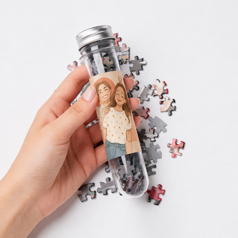 İllüstrasyon Fotoğraflı Kapsül Tüplü Puzzle