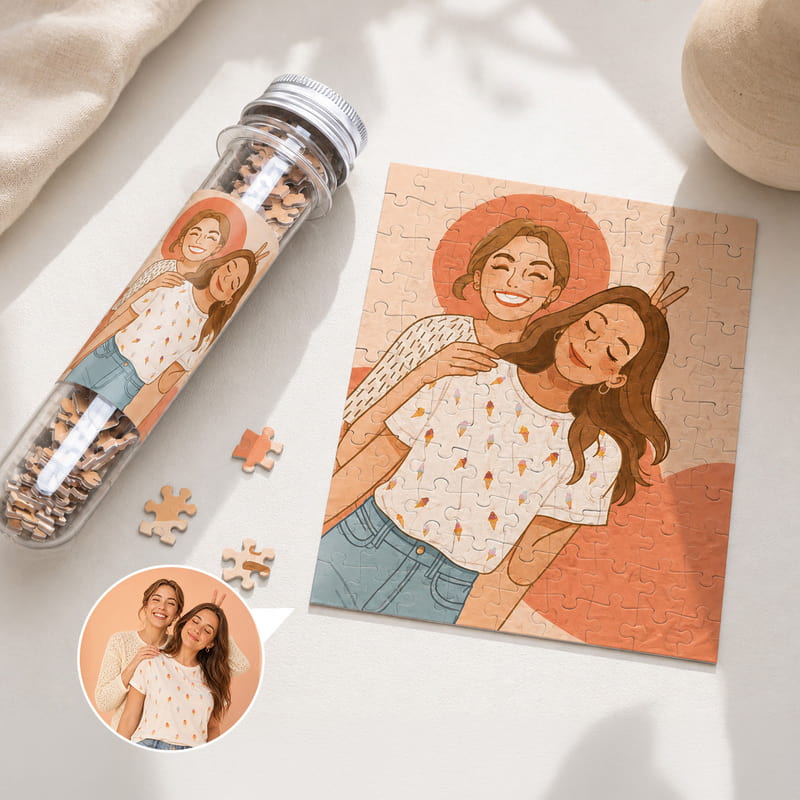 İllüstrasyon Fotoğraflı Kapsül Tüplü Puzzle