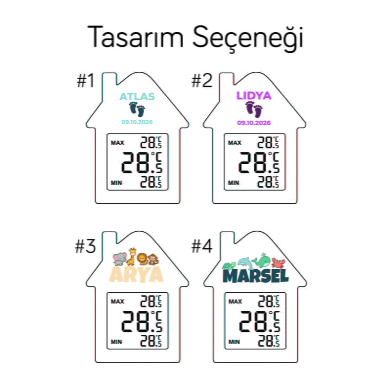 İsme Özel Bambu Çocuk Odası Termometre İstasyonu
