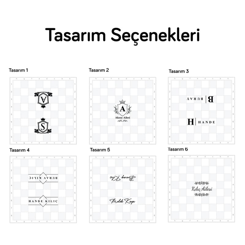 İsme Özel Premium Ahşap Satranç Takımı - Tasarım Seçenekli