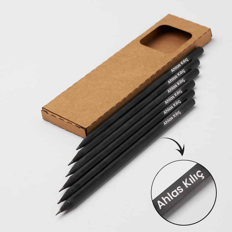 İsme Özel Siyah 6’lı Kurşun Kalem Seti