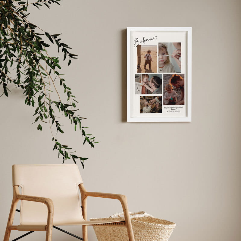 İyi ki Babam Fotoğraf Kolajlı Kişiye Özel Çerçeve 30x40 cm
