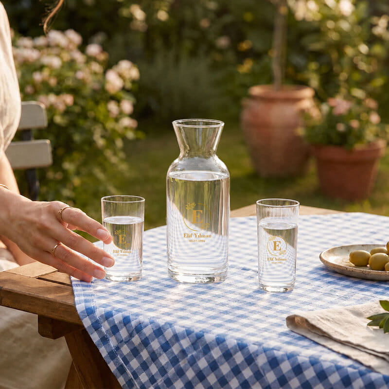 Kişiye Özel 2'li Rakı Kadehi ve Karaf Seti