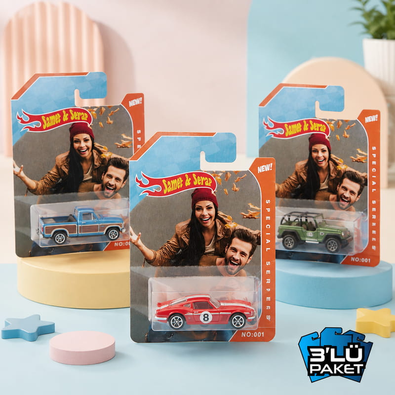 Kişiye Özel Ambalajlı Model Oyuncak Araba - 3'lü Kutu Set