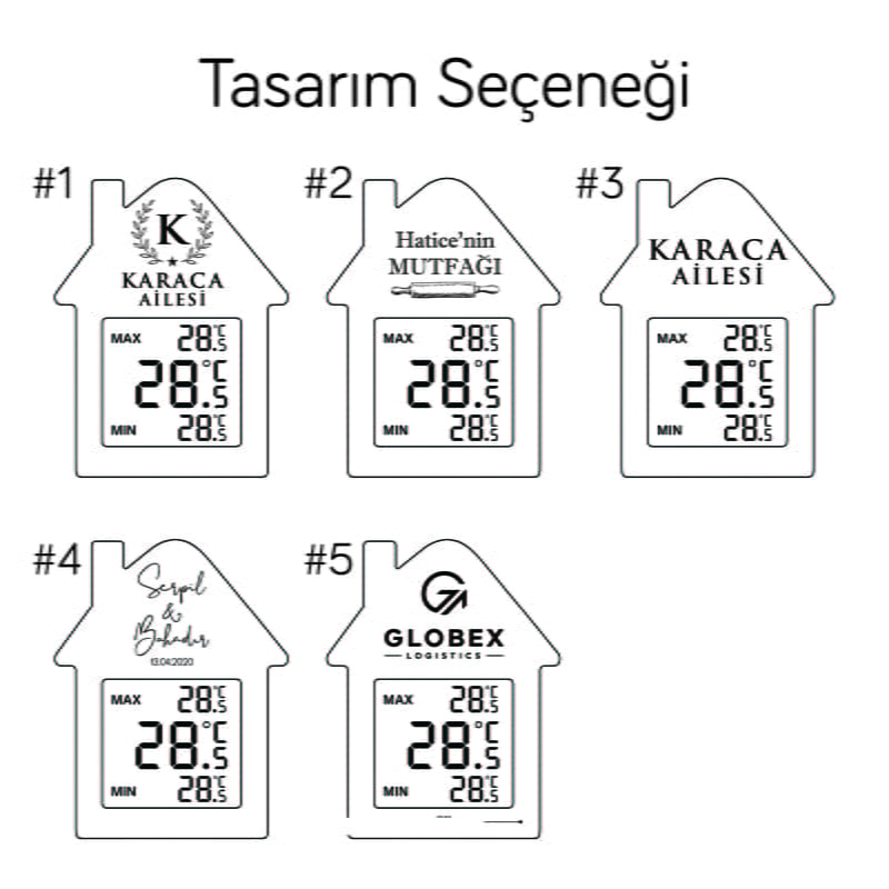 Kişiye Özel Bambu Dijital Ev Termometresi - Tasarım Seçenekli