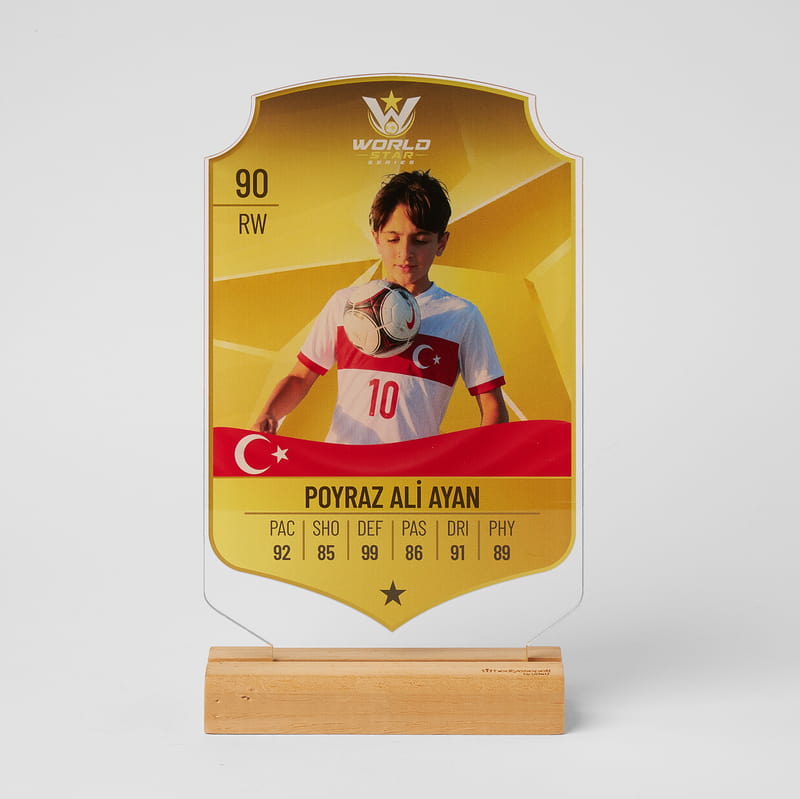 Kişiye Özel Dünya Kupası Futbolcu Kartı Akrilik Plaket