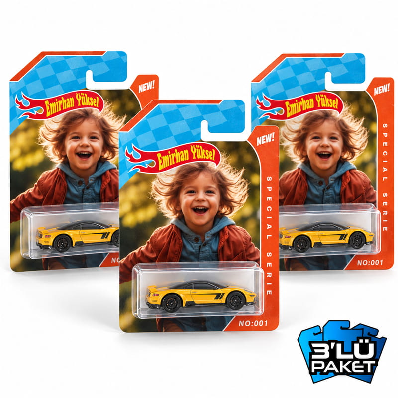 Kişiye Özel Kutulu Oyuncak Model Araba - 3'lü Set