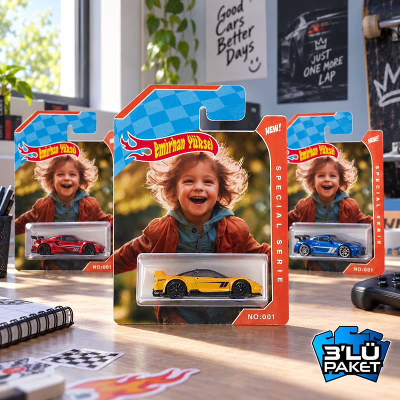 Kişiye Özel Kutulu Oyuncak Model Araba - 3'lü Set