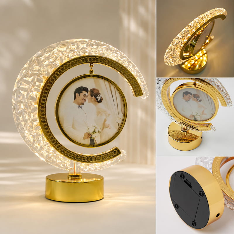 Kişiye Özel LED Işıklı Kristal Ay Fotoğraflı Çerçeve Lamba