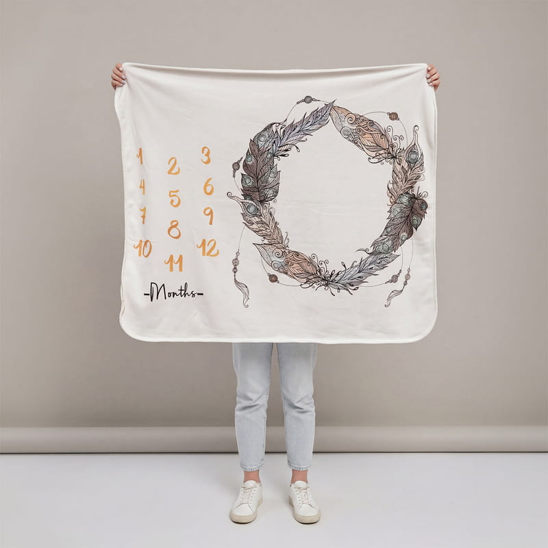 Kız Bebek Aylık Fotoğraf Anı Battaniyesi - Özel Kutulu