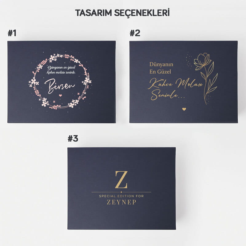 Kutu Özelleştirmeli Kahve Fincan Hediye Seti - Tasarım Seçenekli