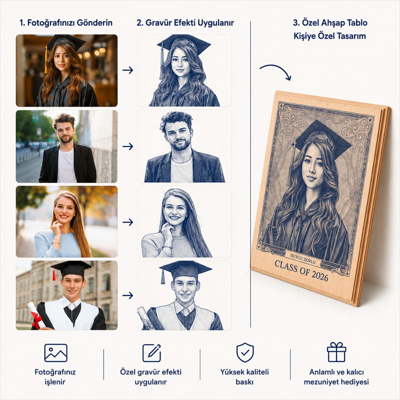 Mezuniyet Hediyesi Fotoğraf Baskılı Ahşap Tablo