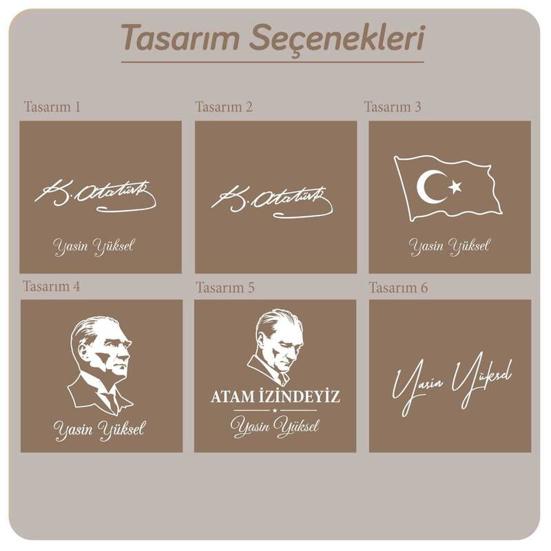 Mustafa Kemal Atatürk Serisi İsme Özel Deri Cüzdan - 6 Tasarım Seçenekli
