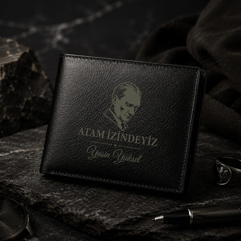Mustafa Kemal Atatürk Serisi İsme Özel Deri Cüzdan - 6 Tasarım Seçenekli