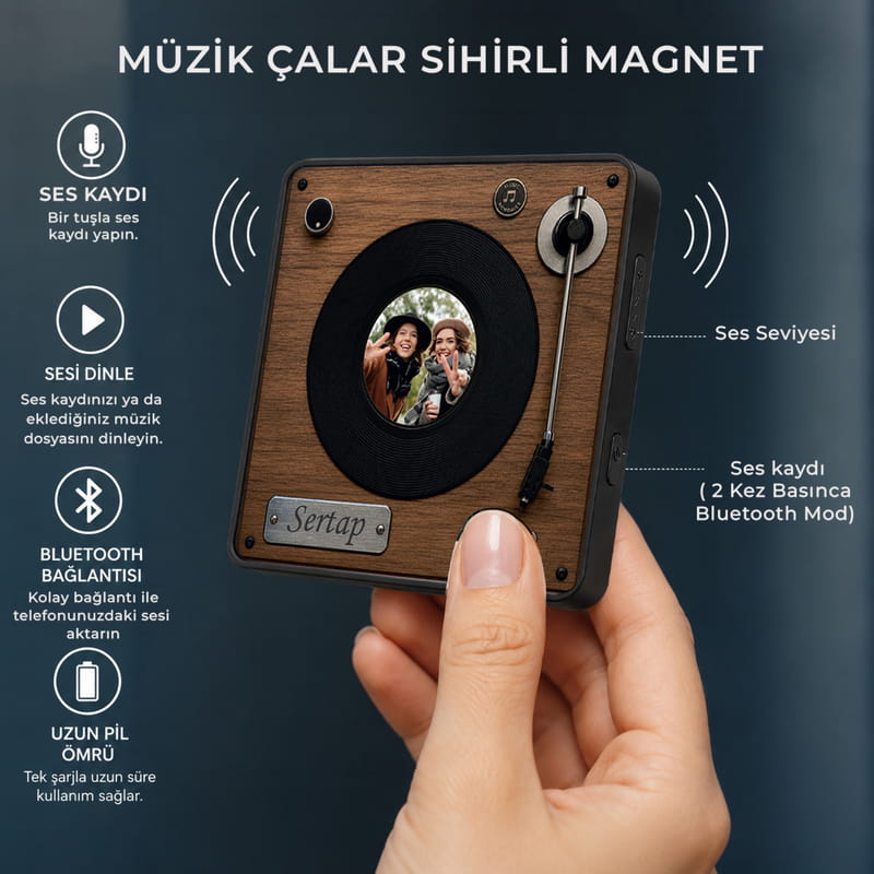 Müzik Çalar Tasarımlı Sihirli Magnet - Hoparlör & Ses Kayıt Özellikli