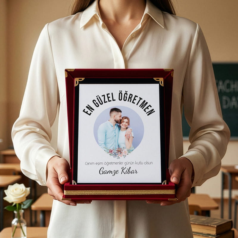Öğretmen Eşe Öğretmenler Günü Hediyesi Fotoğraf Baskılı Plaket