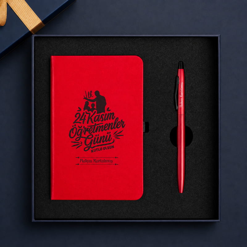 Öğretmenler Günü Özel İsimli Defter Kalem Hediye Seti
