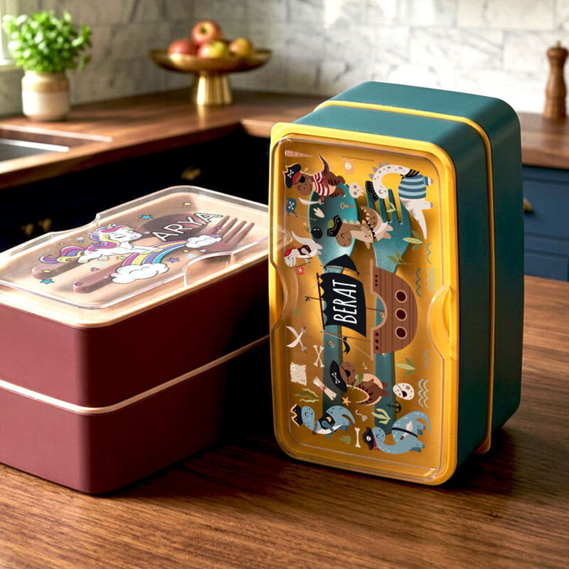 Çocuk İsimli Çift Katmanlı Okul Beslenme Kabı