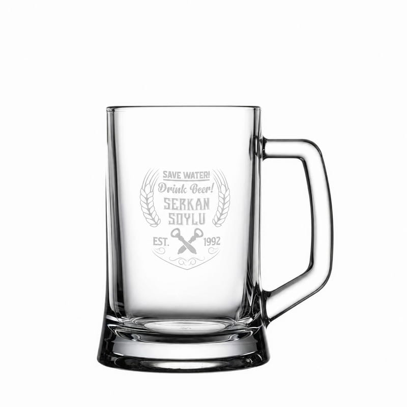 Save Water - Drink Beer Tasarımlı Kişiye Özel Bira Bardağı