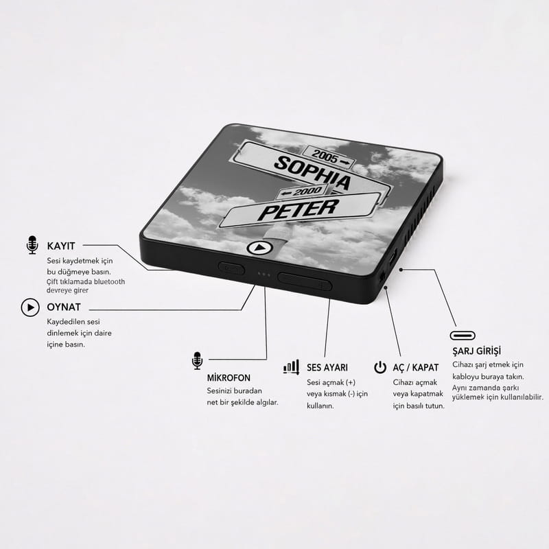 Sevgiliye Hediye Bluetooth MP3 & Ses Kayıt Özellikli Sihirli Magnet