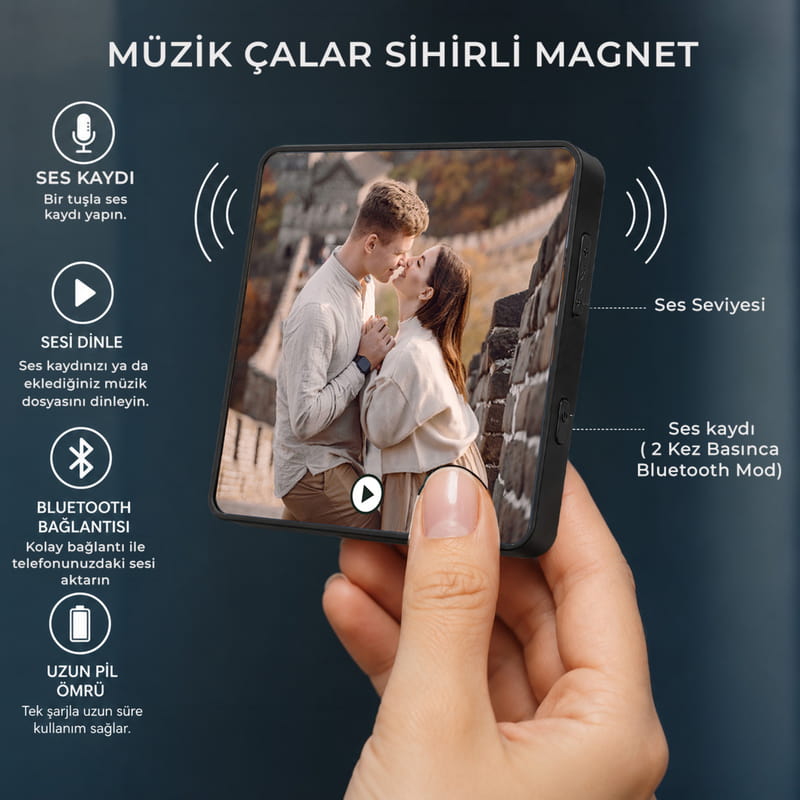 Sevgiliye Hediye Bluetooth MP3 & Ses Kayıt Özellikli Sihirli Magnet