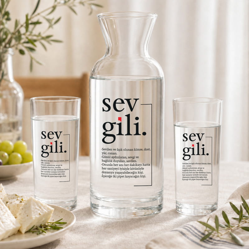 Sevgiliye Hediye Daima Biz 2'li Rakı Kadehi ve Karaf Seti