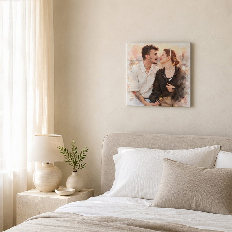 Suluboya Efektli Fotoğraf Baskılı Kanvas Tablo 40x40