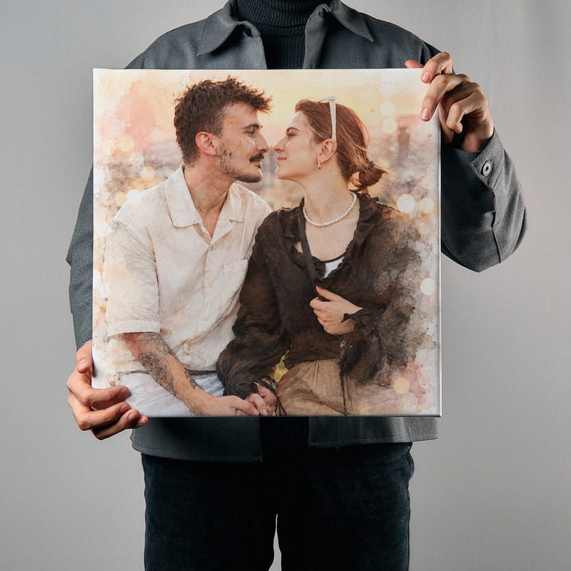 Suluboya Efektli Fotoğraf Baskılı Kanvas Tablo 40x40