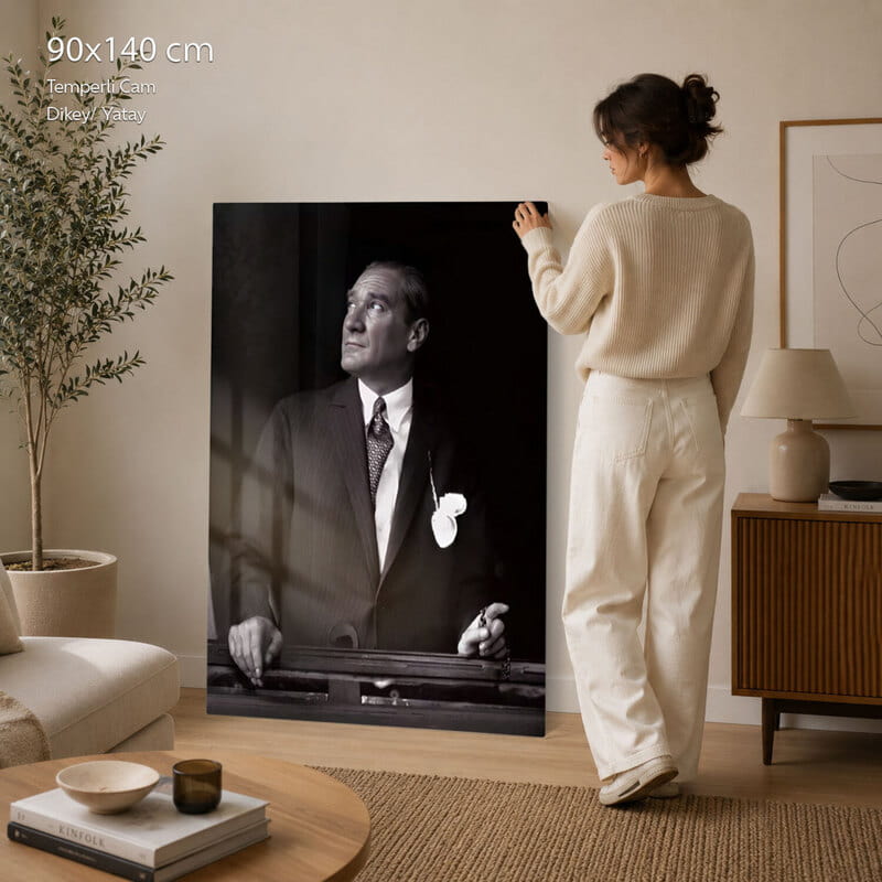 Temperli Atatürk Cam Tablo - 90x140 cm