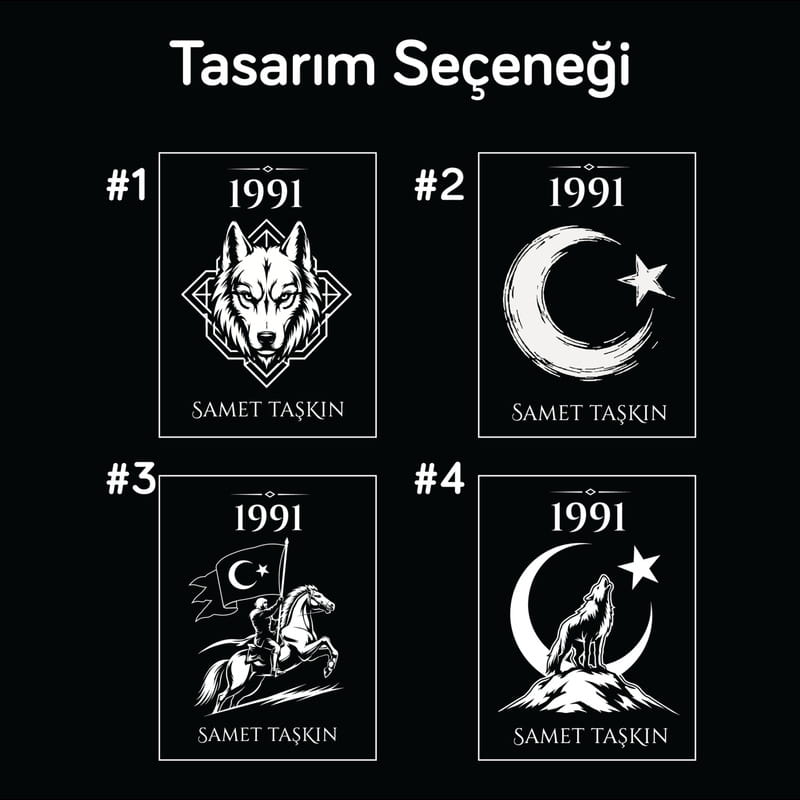 TÜRK Sembolleri İsimli Metal Çakmak - Tasarım Seçenekli