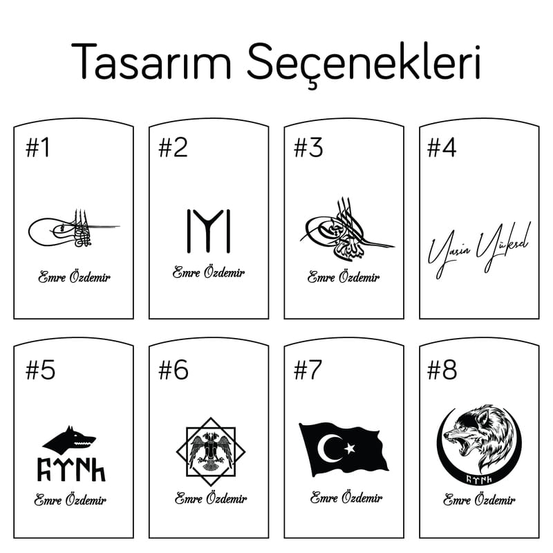 TÜRK Sembolleri Tasarım Seçenekli Siyah Metal Çakmak