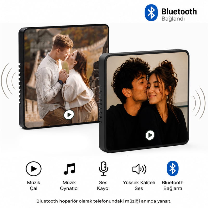 Yıl Dönümü Fotoğraflı Hoparlör & Ses Kayıt Özellikli Müzik Çalar Sihirli Magnet