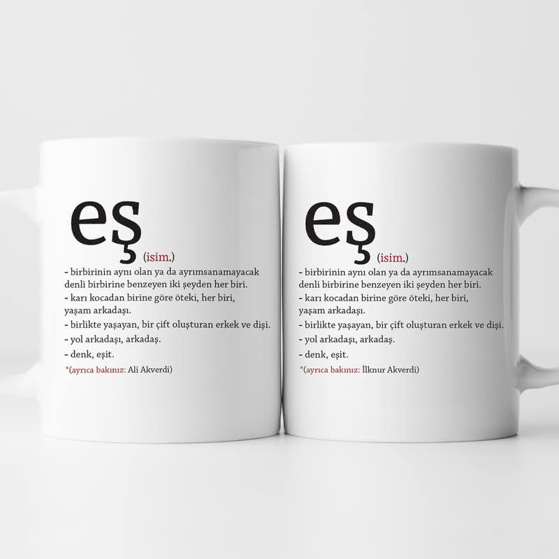 Çiftlere Özel İkili Kupa ve Ahşap Sunum Seti