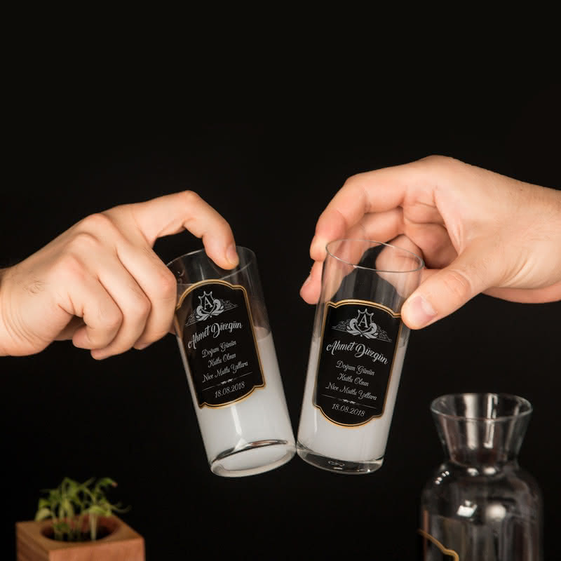 Doğum Günü Hediyesi 2li Rakı Kadehi Karaf Seti