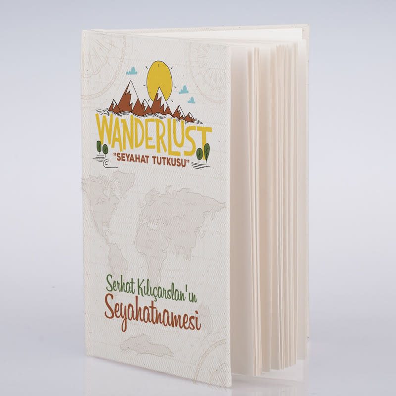 Gezginlere Özel Seyahatname Tasarımlı Kanvas Defter