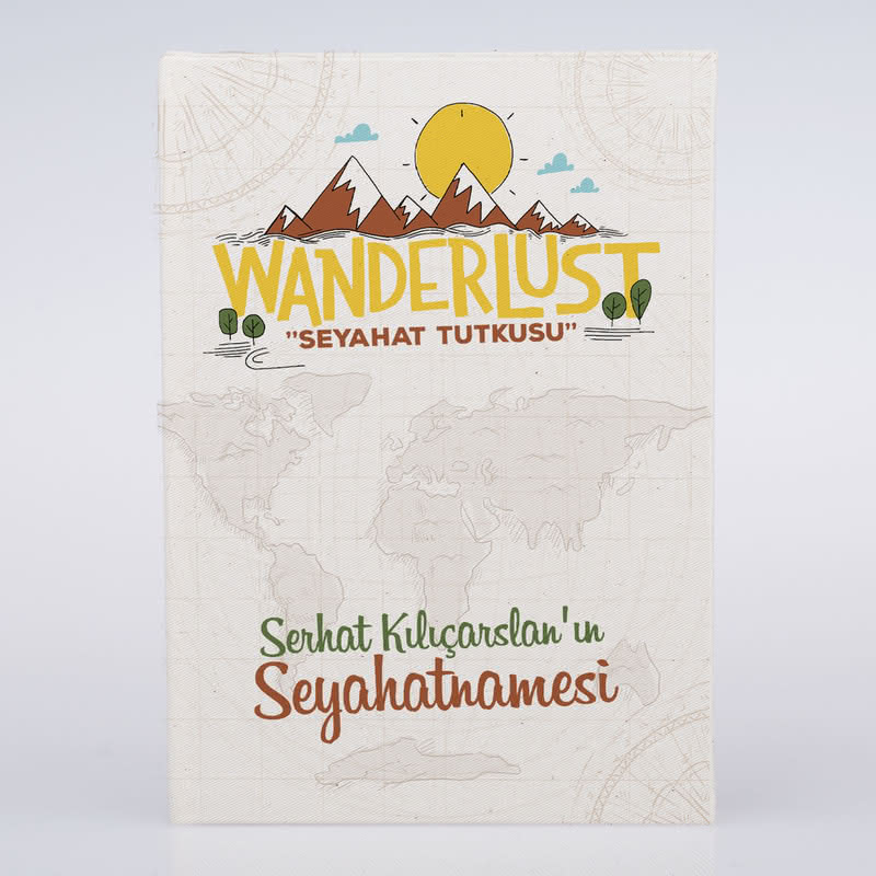 Gezginlere Özel Seyahatname Tasarımlı Kanvas Defter
