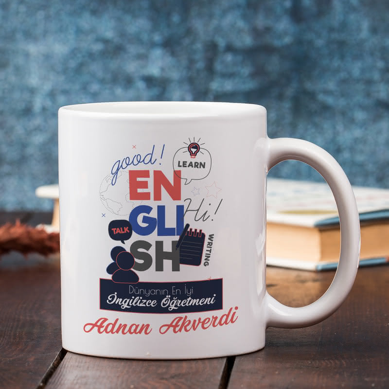 İngilizce Öğretmenlerine Hediye Kişiye Özel Kupa Sunum Seti